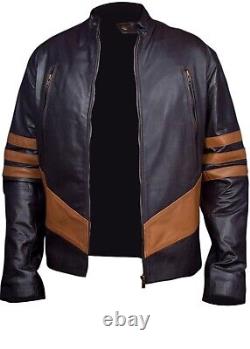 Vintage Men's Slim Fit Zipper Designed Real Brown Leather Jacket