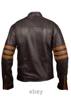 Vintage Men's Slim Fit Zipper Designed Real Brown Leather Jacket