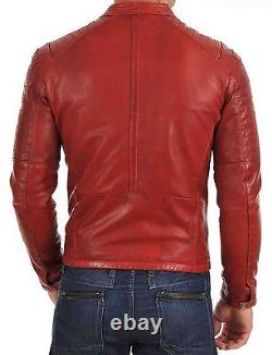Vintage New Men's Designer Red Slim Fit Lambskin real Leather Jacket U659