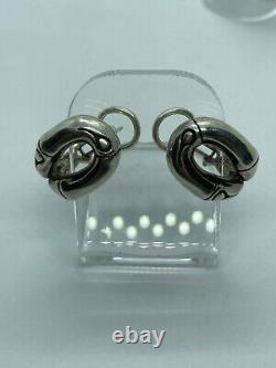 Vintage Sterling Silver Genuine John Hardy Designer Bamboo Earrings Je242