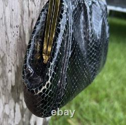 Vintage Susan Gail Blue Black Genuine Snakeskin Mod Handbag Shoulder Evening Bag