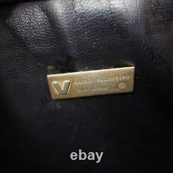 Vintage VALENTINO Bag Black Leather Purse Clutch Pouch Logo V Antique Old Mario
