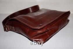 Vintage VERA PELLE Cinnamon Brown Leather Messenger Crossbody Shoulder Bag ITALY