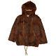 Vintage Womens Brown Real Fur Hooded Coat Vintage High End Designer Jacket Vtg