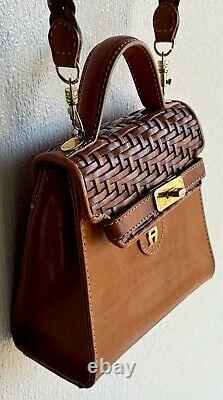 Vtg Etienne Aigner Small Brown Leather Bag Handbag Crossbody Weave Braided RARE