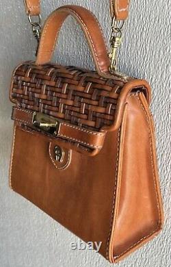 Vtg Etienne Aigner Small Brown Leather Bag Handbag Crossbody Weave Braided RARE