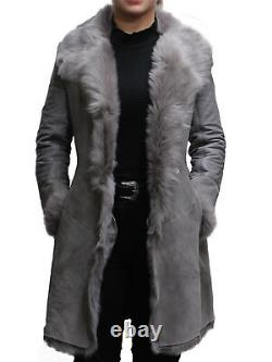 Women Grey Fur Genuine Sheepskin Leather Jacket Real Vintage Classic Retro Coat