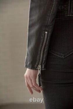Women's Distressed Vintage Wax Black Genuine Sheep Leather Designer Soft Jacket
