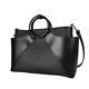 Women's Handbag Genuine Leather Woven Tote Bag Black Shoulder Bag