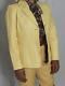 Womens Leather Blazer Jacket Yellow 6 Real Genuine Vintage 90s Y2k Mob Wife Rare