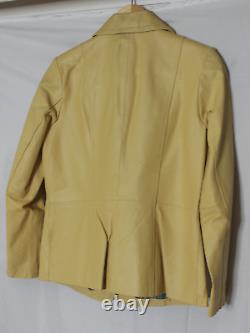 Womens Leather Blazer Jacket Yellow 6 Real Genuine Vintage 90s Y2K Mob Wife Rare