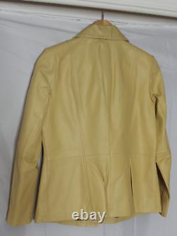 Womens Leather Blazer Jacket Yellow 6 Real Genuine Vintage 90s Y2K Mob Wife Rare